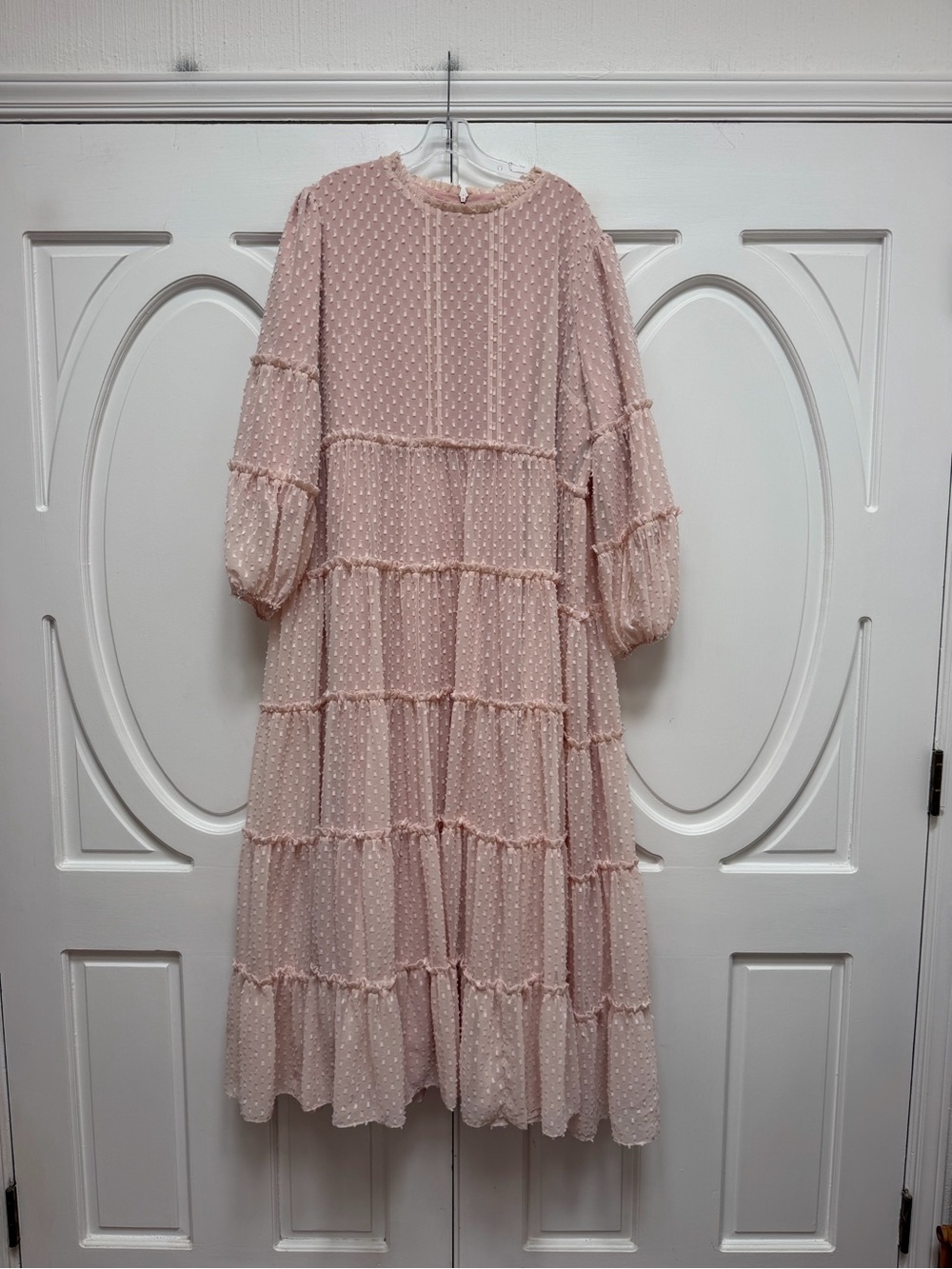 Dainty Jewells Blush Pink Tiered Swiss Dot Dress XXXL